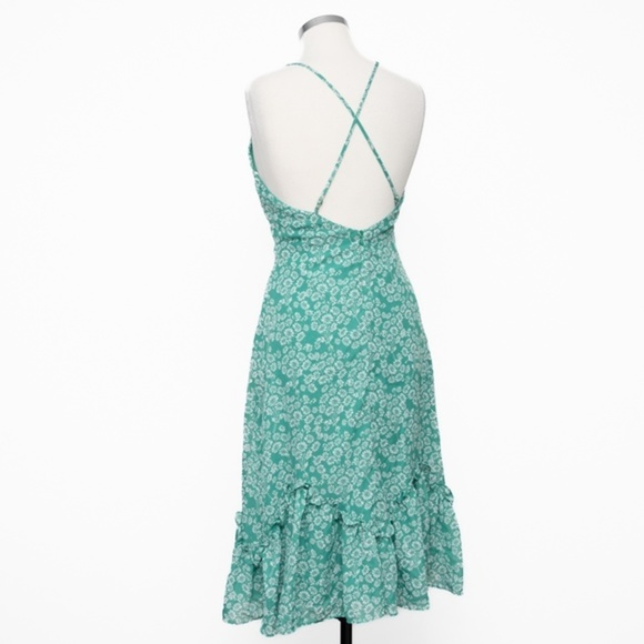 LULU'S. Green Floral Print Midi Dress - Picture 12 of 14